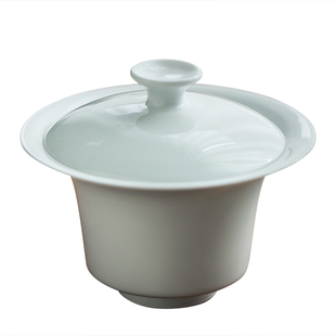 纯手工白瓷盖碗景德镇薄胎马蹄泡茶碗陶瓷茶具120ml盖碗茶杯防烫