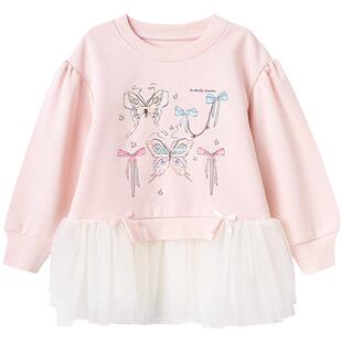 笛莎旗舰店童装女童卫衣2025春装新款儿童女宝宝小童薄款上衣春秋