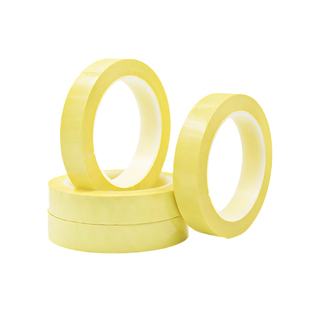 浅黄色小规格PET玛拉胶变压器铁芯麦拉胶带电池绝缘马拉胶带5s定位胶宽任意耐高温桌面定位胶带火牛胶带66米