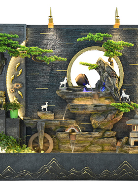 风水轮流水摆件循环水假山屏风大型落地水幕墙公司招财开业礼物