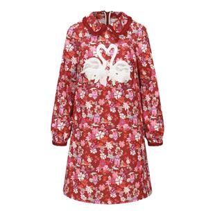 tanni新款精致优雅绣片新中式衬衫领A版连衣裙TM31DR044A