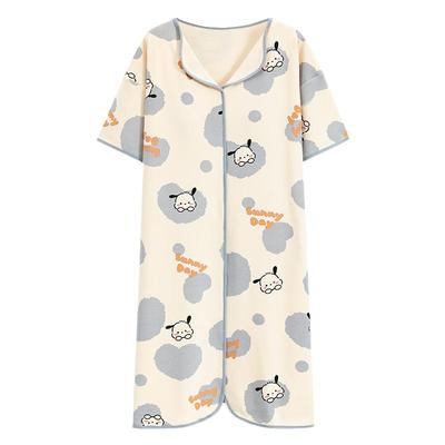 浪莎睡裙女带胸垫纯棉短袖家居服