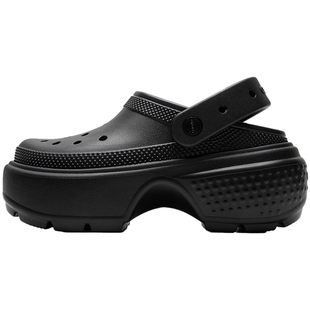 Crocs卡骆驰雪屋洞洞鞋女鞋黑色厚底显高凉鞋运动拖鞋包头沙滩鞋