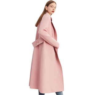 DPLAY冬季外套粉色大衣呢子大衣女长款大衣外套大衣