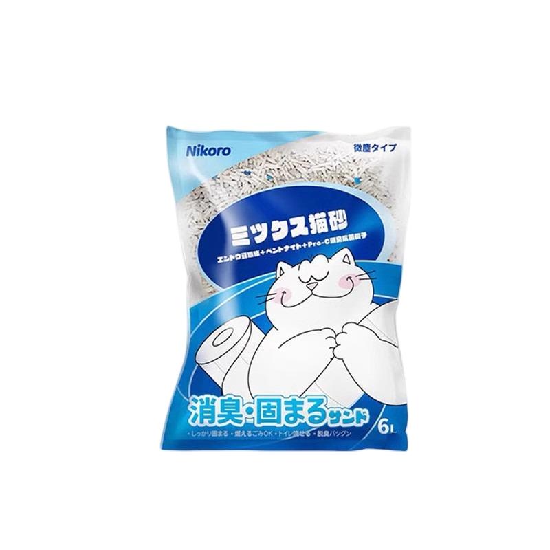 日本Nikoro妮可露混合猫砂豆腐砂除臭低尘膨润土6包可冲马桶15kg