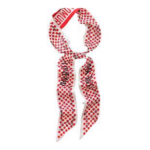 同款小长条丝巾女扎头编发带飘带装饰绑包薄丝带法式领带红色波点