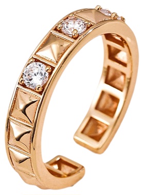 925银镀金镂空轻奢女食指戒