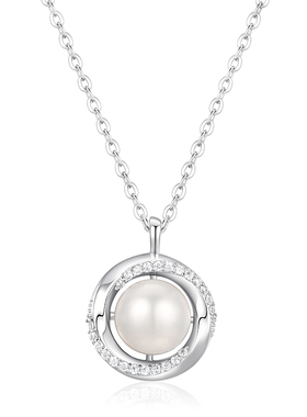 I Do&Co.莫比乌斯月珠环项链女款 轻奢小众高级感银饰锁骨链