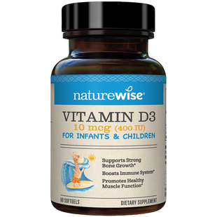 naturewise2瓶400iu阳光蓝婴幼儿童宝宝维生素d3滴剂补钙
