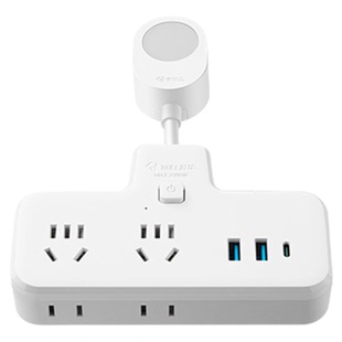 公牛插座家用厨房纯铜多孔扩充插座一转三插排USB带夜灯独立开关