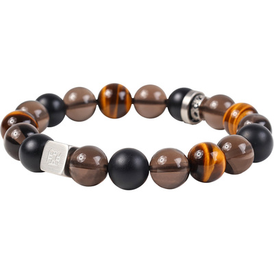 新年礼物|FOUNDIN凡汀 高级复古虎眼石冰曜石黑玛瑙手链男|可刻字