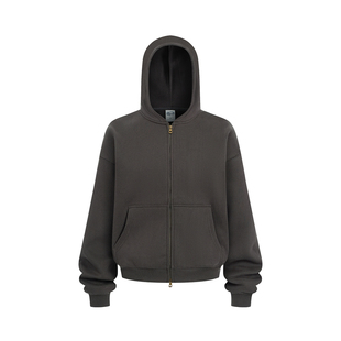 BOXY短宽版防寒保暖秋冬加绒双头拉链开衫连帽卫衣hoodie落肩袖os