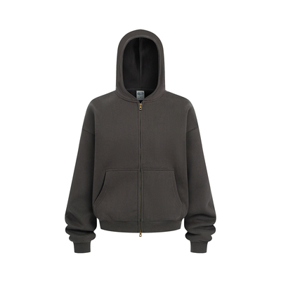 BOXY短宽版防寒保暖秋冬加绒双头拉链开衫连帽卫衣hoodie落肩袖os