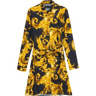 【季末优惠】VERSACE JEANS COUTURE 女士印花斜纹粘纤衬衫连衣裙