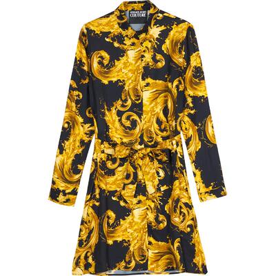【季末优惠】VERSACE JEANS COUTURE 女士印花斜纹粘纤衬衫连衣裙