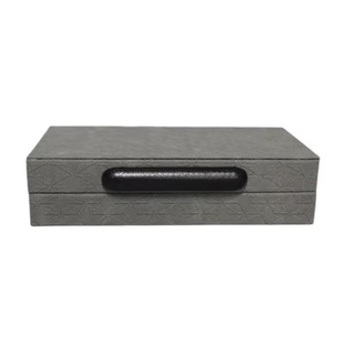 新中式轻奢木质皮革首饰化妆品收纳盒样板间客厅家居卧室桌面摆件