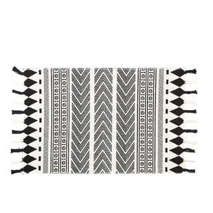 北欧风格手工编织地毯可机洗地垫棉线吸水防滑容易打理家用卫浴垫