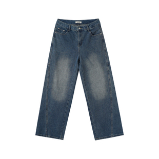 Hualun男士牛仔裤直筒裤男生潮牌宽松炸街裤子男款休闲阔腿裤长裤