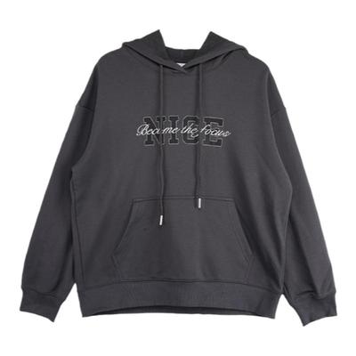 A21女装针织宽松连帽落肩卫衣