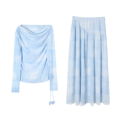 有耳uare原创蓝印花荡领T恤套装