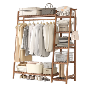 衣架衣帽架家用卧室简易顶天立地非实木落地衣柜收纳小挂衣置物竹