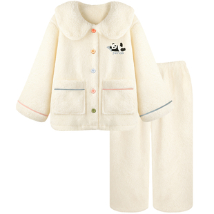 Pinksea睡衣女款冬珊瑚绒加厚保暖可爱娃娃领超柔软可外穿家居服