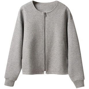 23505 长绒棉五明治 女士圆领外套 棒球服开衫 春秋款 女装