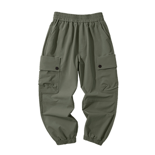 马卡乐童装男童工装裤子儿童春秋装防水户外长裤女孩加绒梭织裤潮