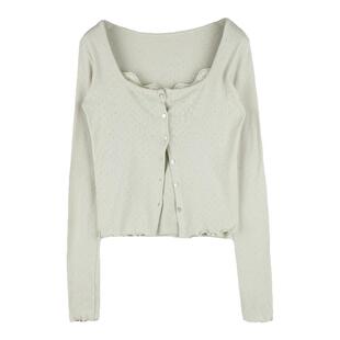 eihey诶嘿秋季纯欲少女蕾丝花边拼接吊带背心纯色排扣开衫套装女