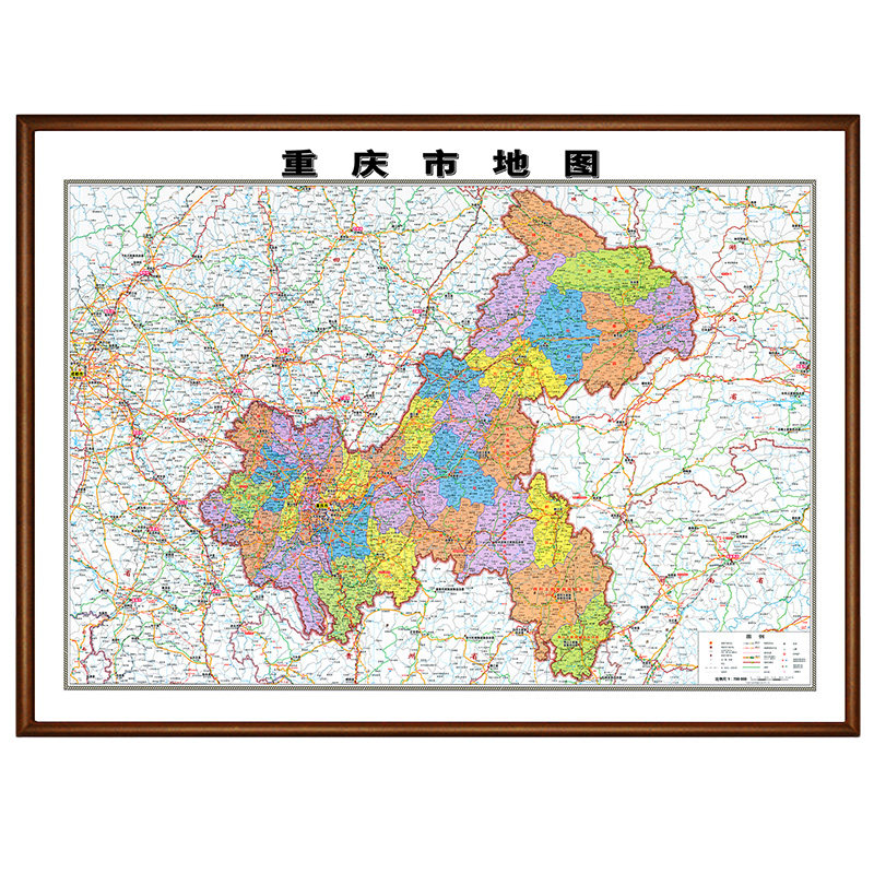 高清防水实木外框地图挂画定制
