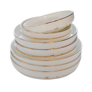 餐盘高级感家用轻奢骨瓷盘子菜盘大号陶瓷饭盘蒸蛋盘带盖深窝盘