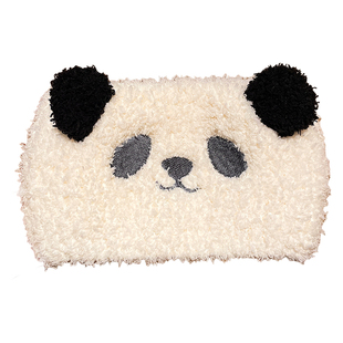 毛绒熊猫帽子女款秋冬季防风保暖月子发带2024新款高级感头套发饰