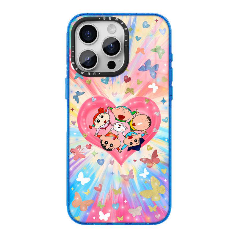 benefit爱心蝴蝶春日部防卫队17适用于iphone16promax苹果15PRO晶盾磁吸手机壳13新款14冰川纹12防摔彩色边框