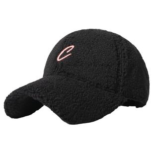 CACUSS棒球帽女羊羔绒大头围帽子女款2025新款保暖秋冬季鸭舌帽男
