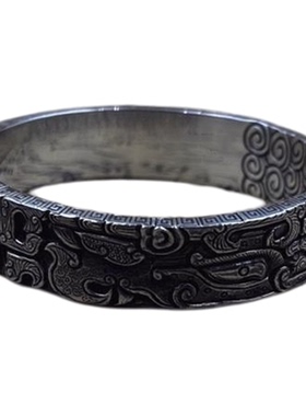 青铜纹金面饕餮手镯男士手工镯子