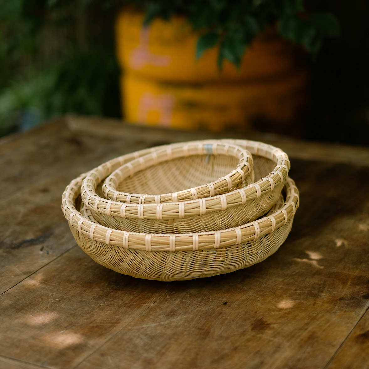 精品手工竹编框竹篮子馒头框水果篮子厨房收纳框备菜框洗菜零食框