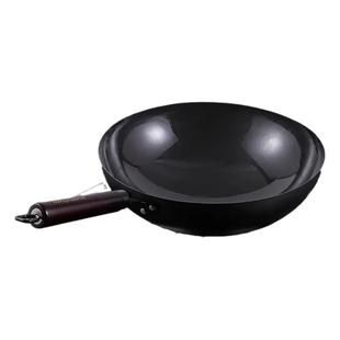 苏美冠铁锅家用不粘锅传统老式炒菜锅炒锅圆底无涂层燃气灶适用