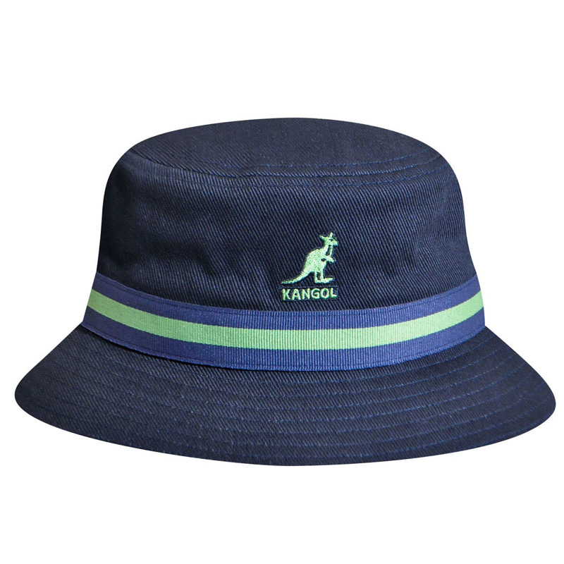 Kangol Stripe Bucket Hat袋鼠帆布平顶条纹防晒盆帽遮阳渔夫帽子