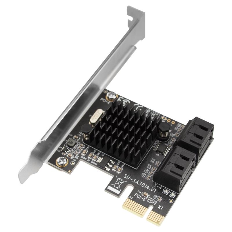 SSU PCI-E转SATA3.0扩展卡4口SSD固态硬盘pcie转sata3.0转接卡6G