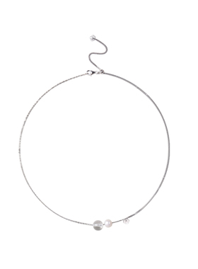 纯银天然淡水珍珠海蓝宝项链补水