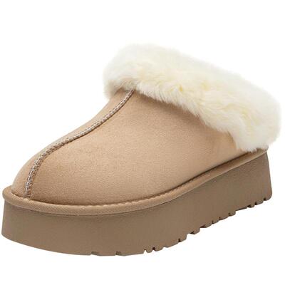 大东雪地靴女鞋2025年冬季新款舒适平底中跟套脚圆头皮草D0230