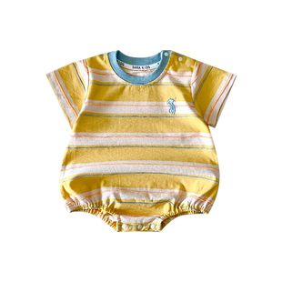 小月龄多巴胺穿搭夏季男宝宝衣服25新款洋气婴幼儿连体包屁衣爬服