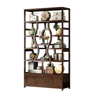 博古架实木新中式办公室茶叶展示柜摆件装饰品多宝阁多功能置物架