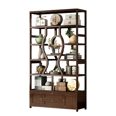 竹海明珠新中式实木博古架茶叶柜
