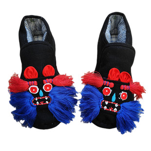 农村居家保暖棉鞋加厚纯手工冬季纳底一脚蹬女士复古窝窝虎头棉鞋