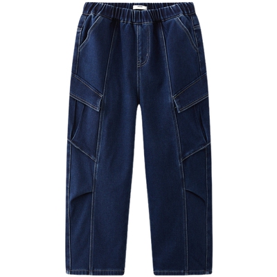 [蓄暖]MQD童装男童加绒牛仔裤25冬新款儿童针织摇粒绒加厚长裤子