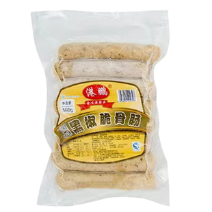 港鹏黑椒脆骨肠黑胡椒味热狗香肠冷冻半成品烤肠西式 550g约8根