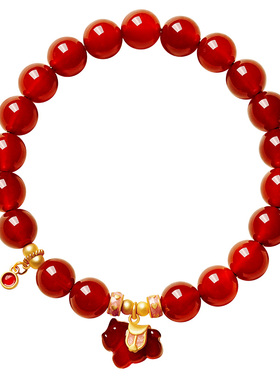 宫里上新天然红玛瑙手串马年本命年手链女款红色小马手饰生日礼物