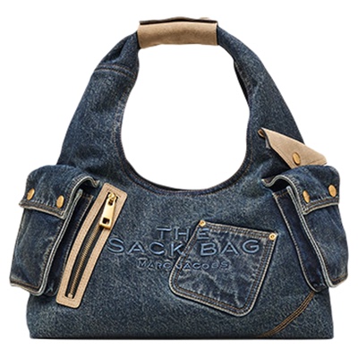 【折扣】MARC JACOBS/莫杰 SACK 大号丹宁牛仔风口袋手提包