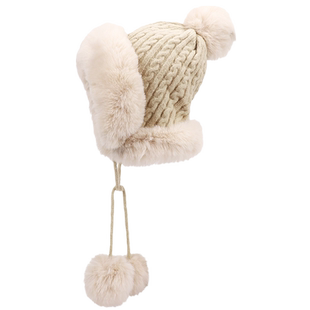 帽子女冬季加厚保暖雷锋帽毛绒护耳帽可爱针织北方防寒长白山滑雪